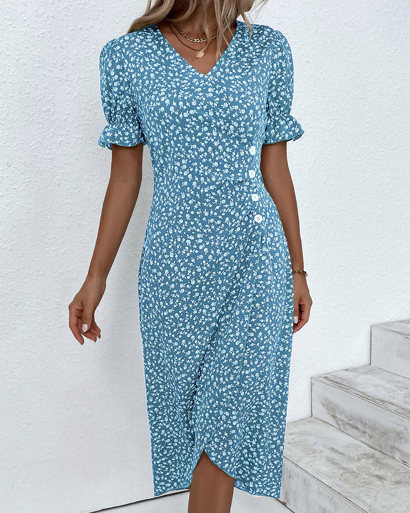 ELLAINE | ELEGANT FLORAL TUMMY-COVERAGE SUMMER DRESS