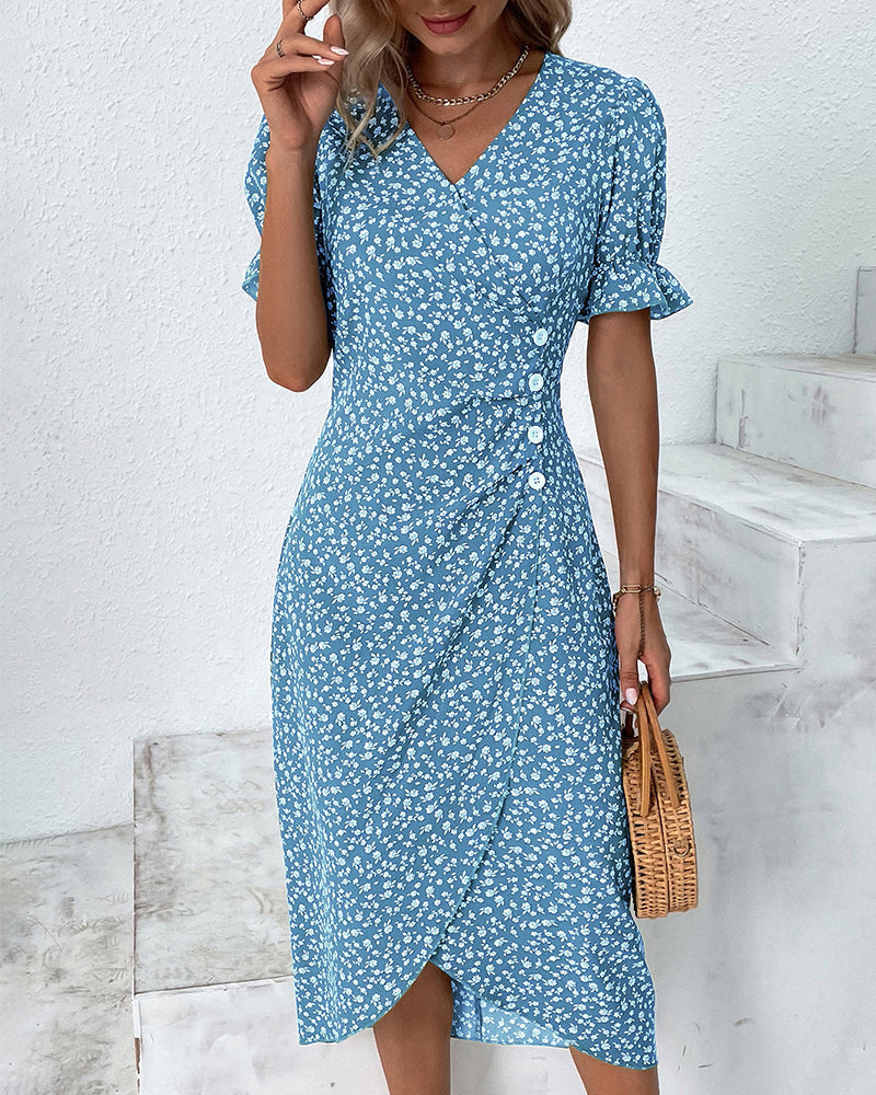 ELLAINE | ELEGANT FLORAL TUMMY-COVERAGE SUMMER DRESS