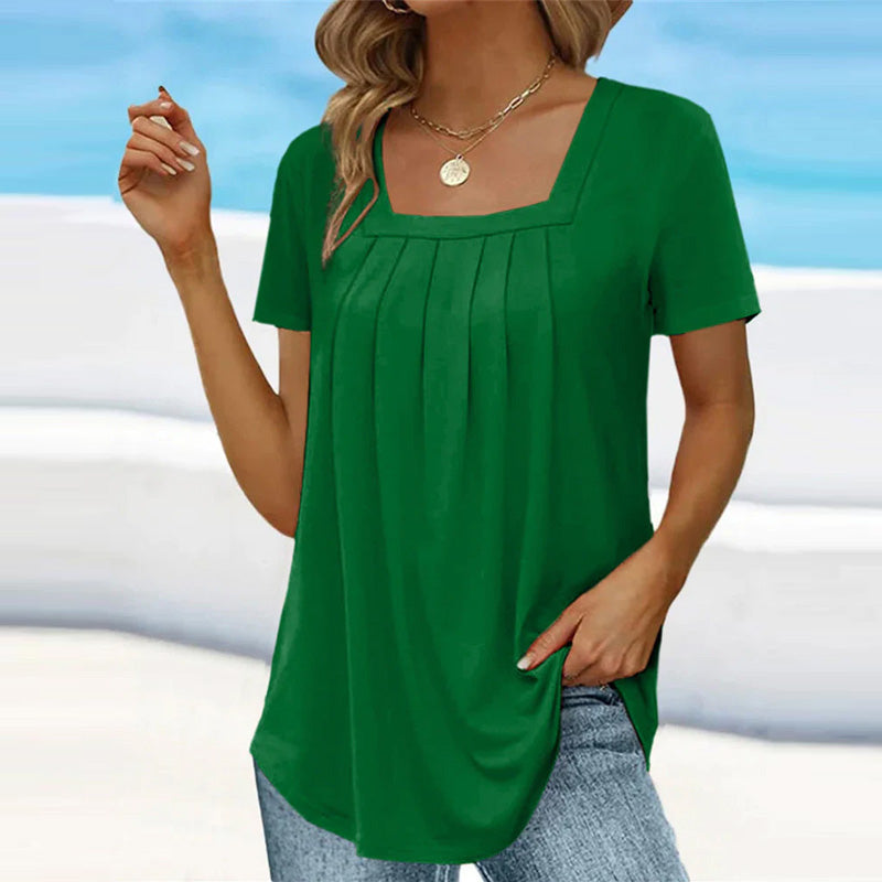 ELIZABETH | PLEATED SUMMER BLOUSE WITH SQUARE NECKLINE