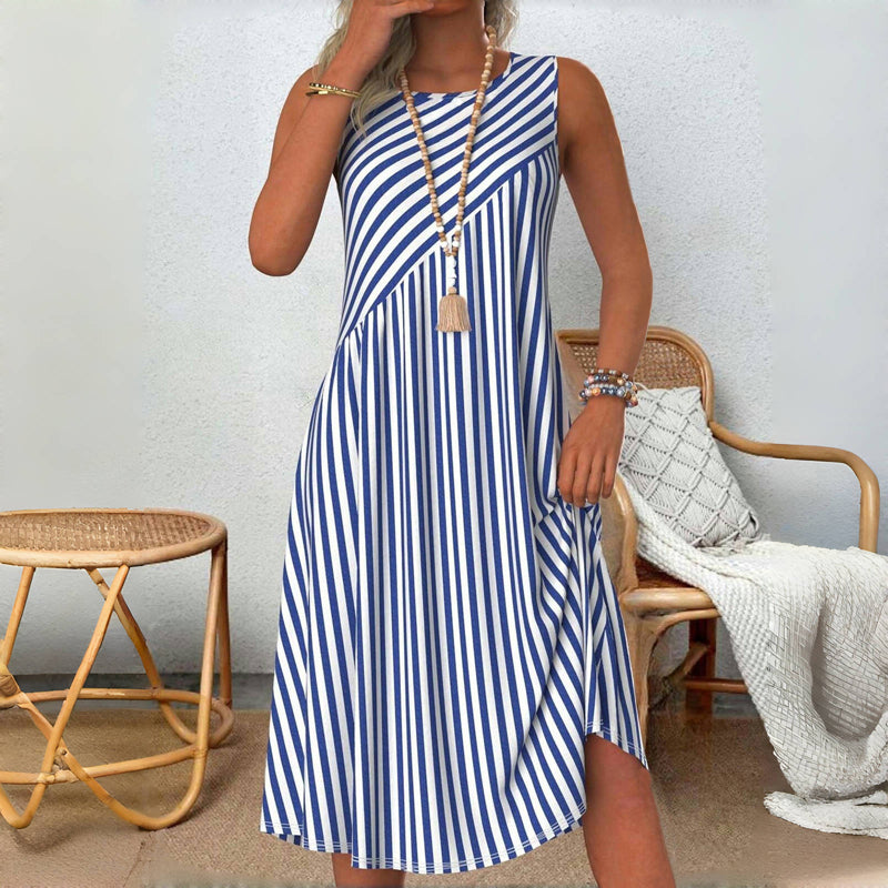 HEIDI | ELEGANT STRIPED TUMMY-COVERAGE DRESS