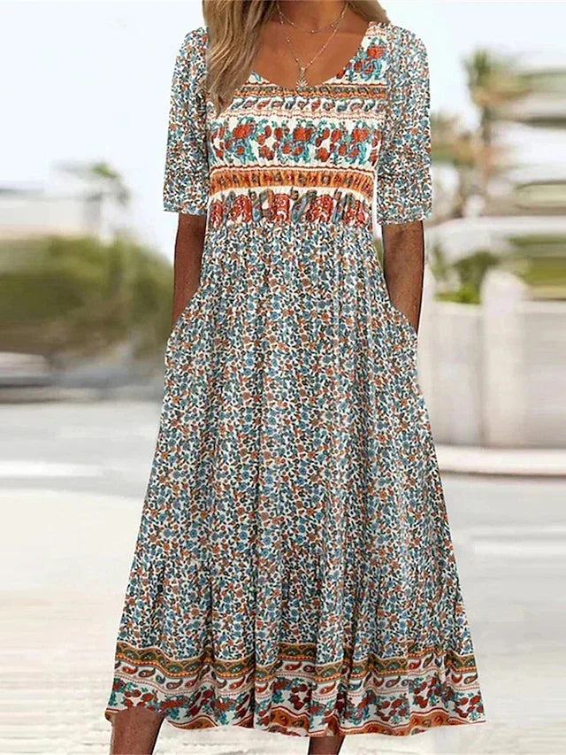 JANINE | ELEGANT BOHEMIAN TUMMY-COVERAGE DRESS