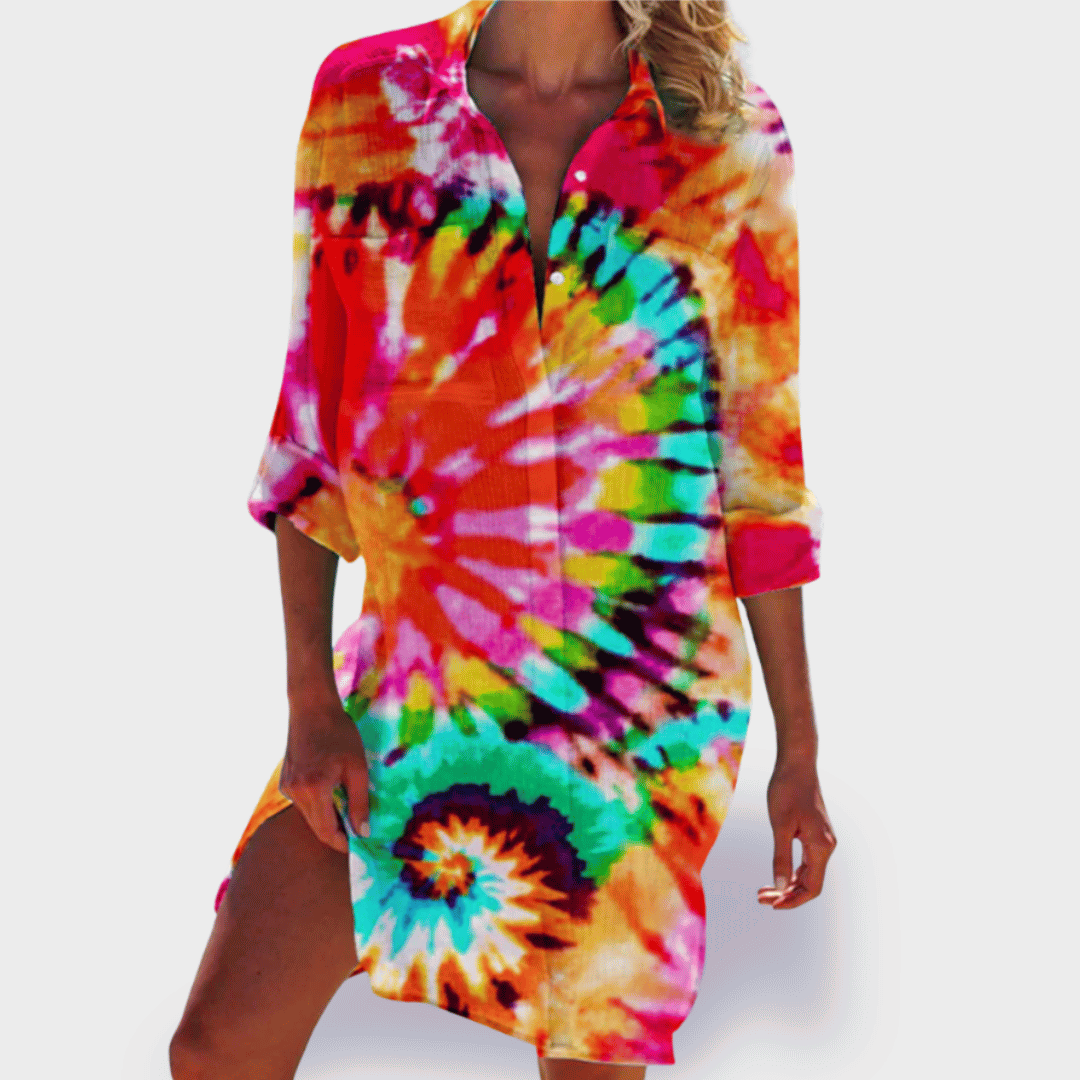 GRACE | ELEGANT VIBRANT TUMMY-COVERAGE DRAPED DRESS