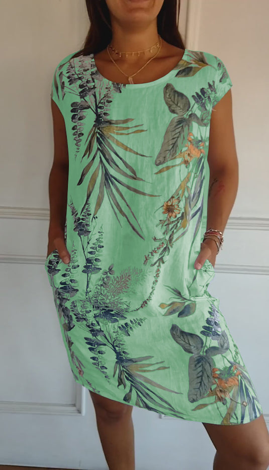 SAMANTHA | ELEGANT TUMMY-COVERAGE ROUND NECK DRESS