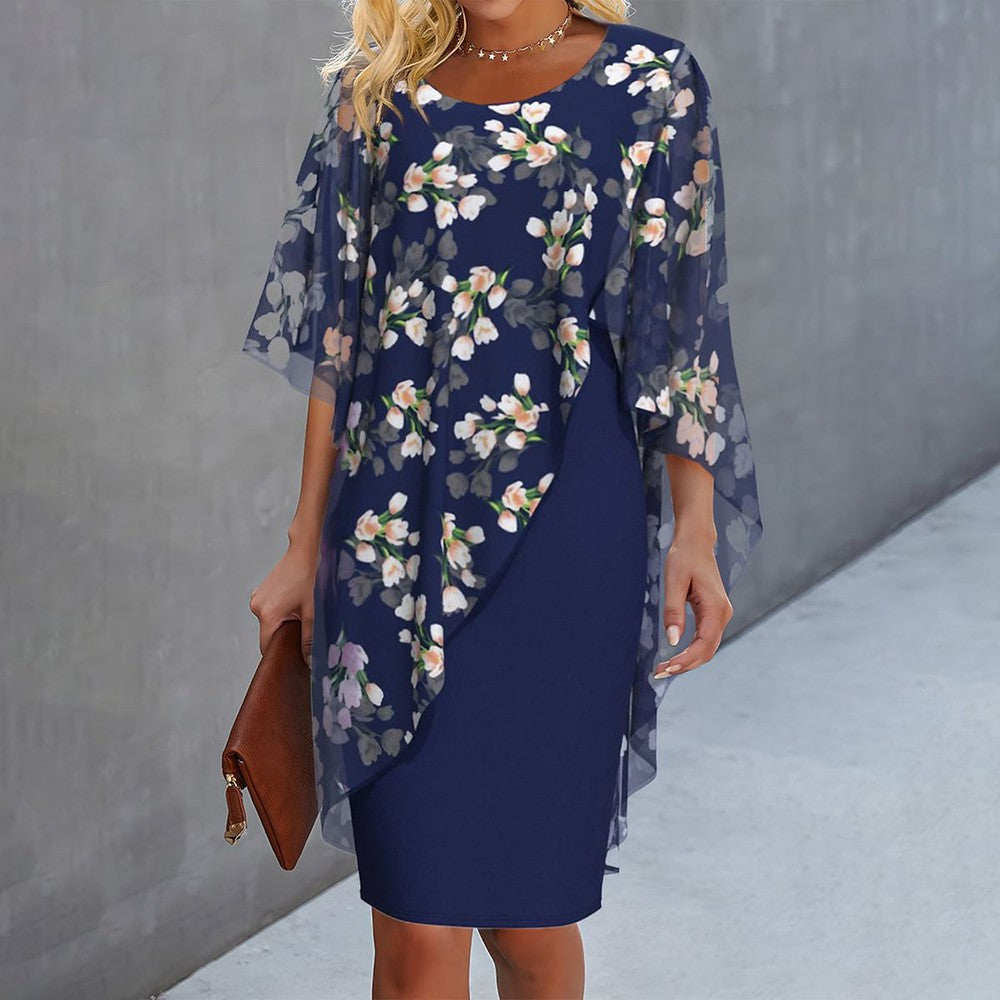 GRACE | ELEGANT FLORAL TUMMY-COVERAGE DRESS