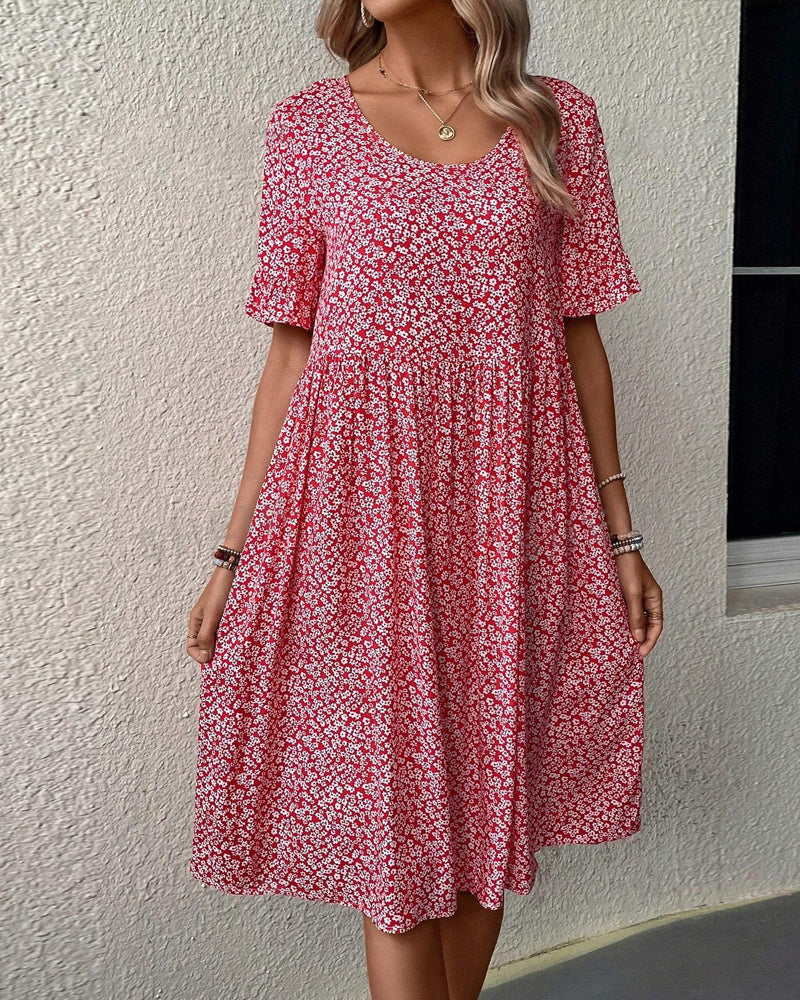 CAROL | ELEGANT FLORAL TUMMY-COVERAGE DRESS