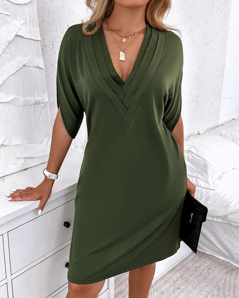 VIVIAN | ELEGANT RUFFLED TUMMY-COVERAGE DRESS