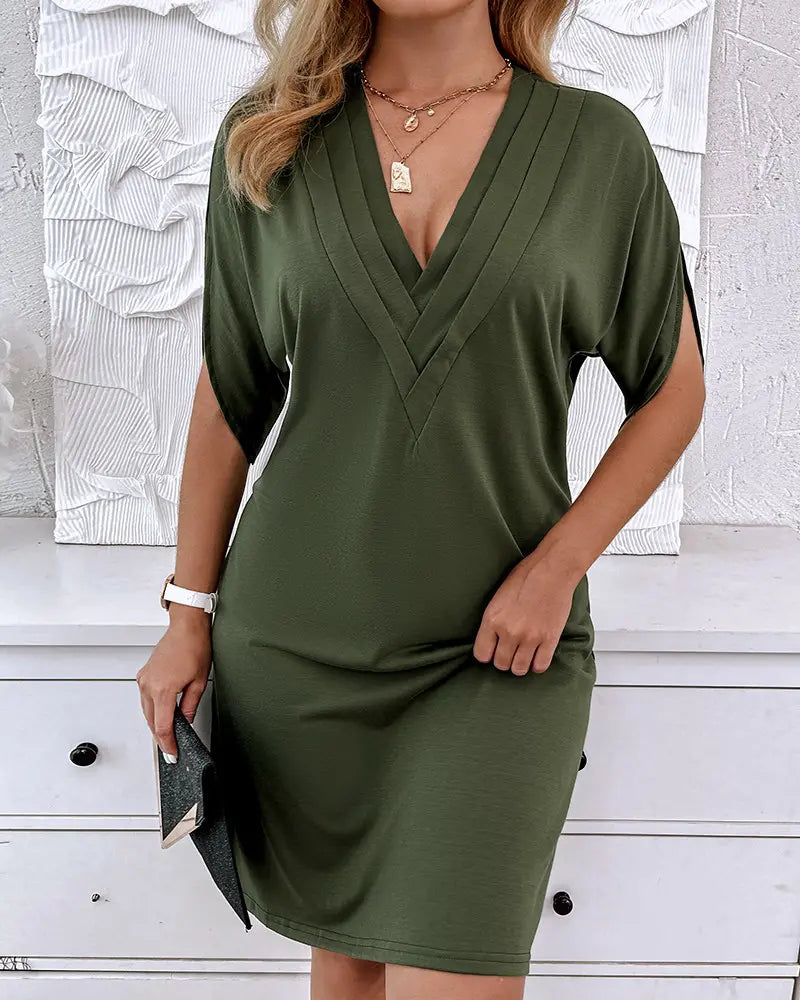 VIVIAN | ELEGANT RUFFLED TUMMY-COVERAGE DRESS