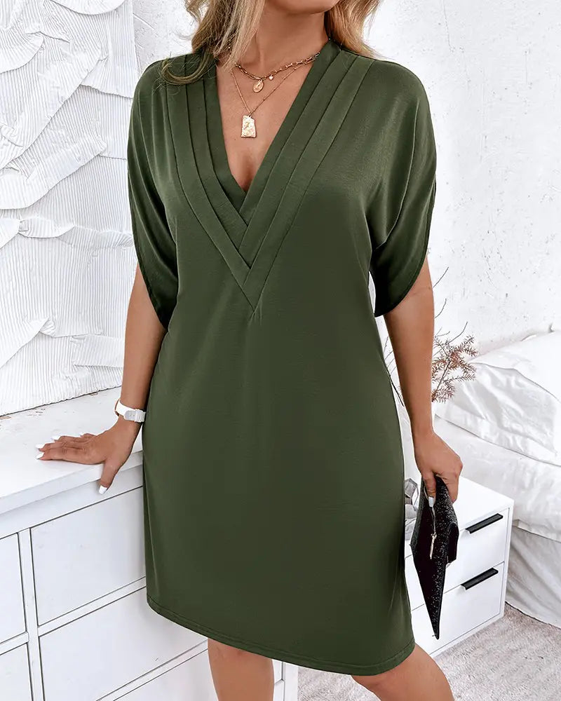 VIVIAN | ELEGANT RUFFLED TUMMY-COVERAGE DRESS