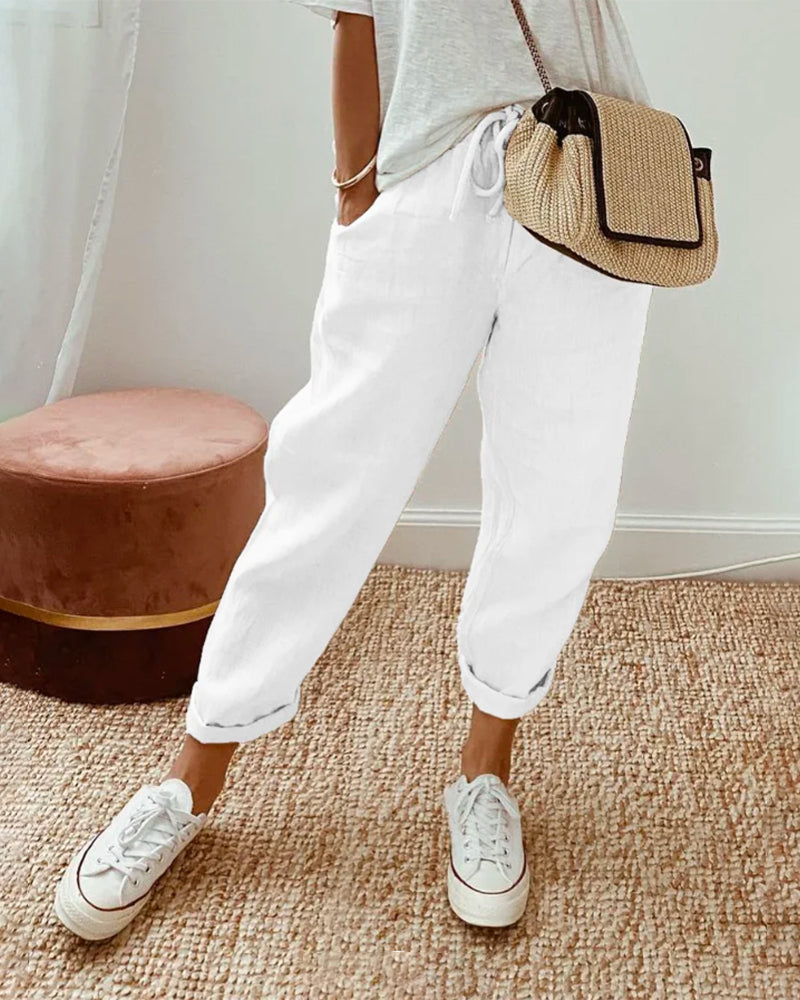 HANNAH | ELEGANT LIGHTWEIGHT LEISURE PANTS WITH HIGH WAIST