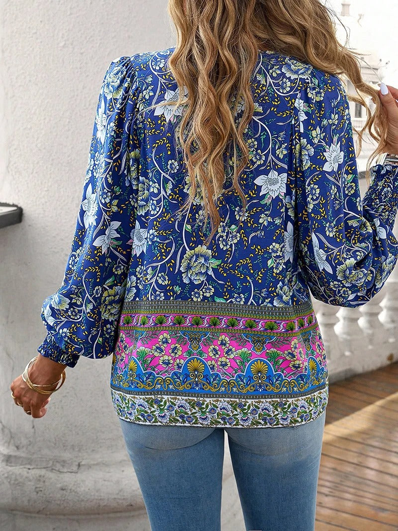 AGNES | FLORAL BUTTON-DOWN BLOUSE WITH LOOSE FIT