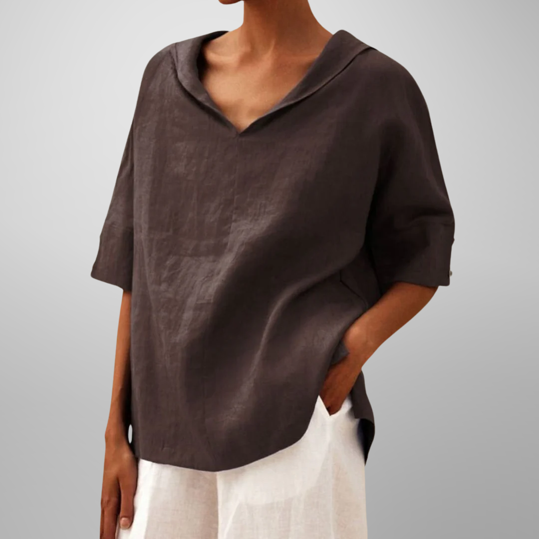 ISLA | RELAXED V-NECK COLLAR TOP