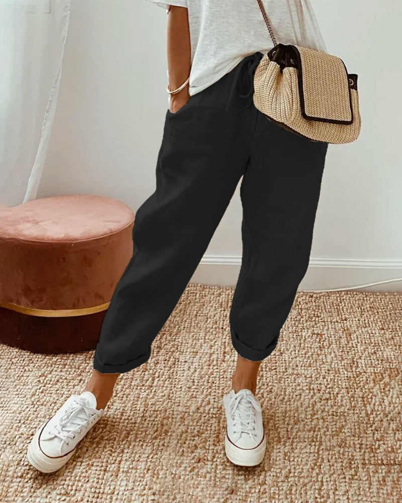 HANNAH | ELEGANT LIGHTWEIGHT LEISURE PANTS WITH HIGH WAIST