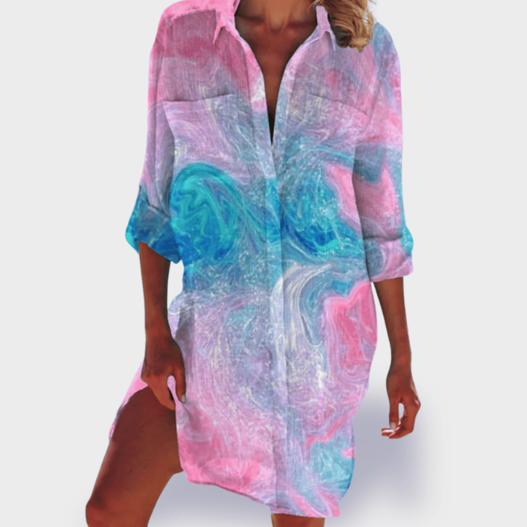 GRACE | ELEGANT VIBRANT TUMMY-COVERAGE DRAPED DRESS