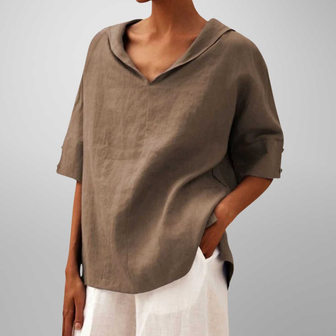 ISLA | RELAXED V-NECK COLLAR TOP