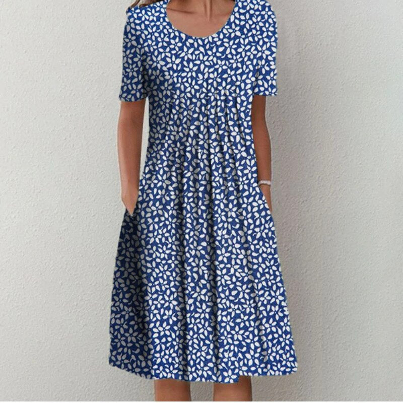 ENSLEY | ELEGANT FLORAL TUMMY-COVERAGE MIDI DRESS
