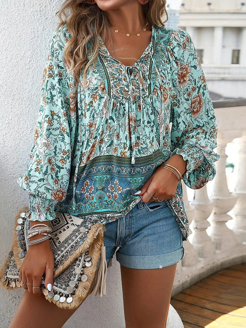 AGNES | FLORAL BUTTON-DOWN BLOUSE WITH LOOSE FIT