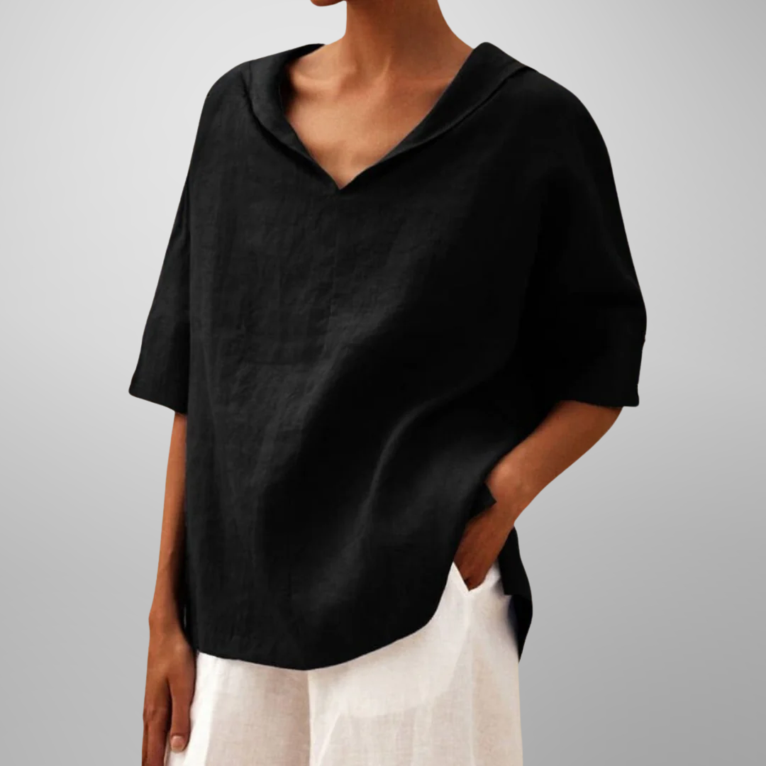 ISLA | RELAXED V-NECK COLLAR TOP