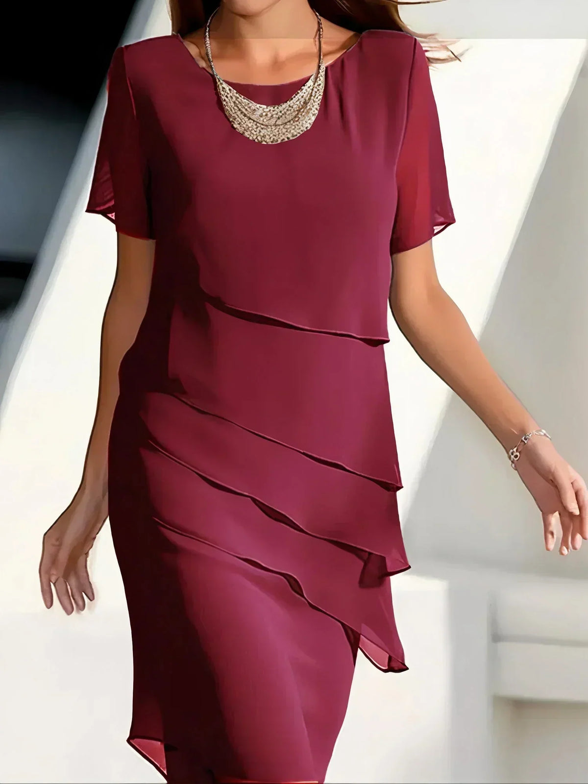 SOPHIE | ELEGANT SUMMER MIDI DRESS WITH TUMMY COVERAGE