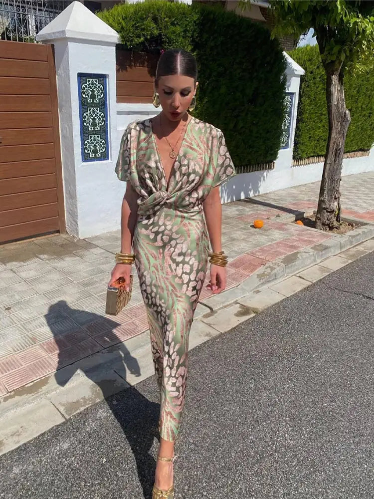 CLARANDRA | ELEGANT COPPER TUMMY-COVERAGE MIDI DRESS