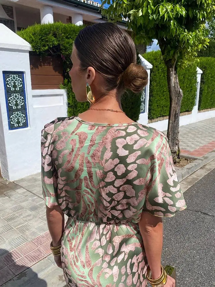 CLARANDRA | ELEGANT COPPER TUMMY-COVERAGE MIDI DRESS