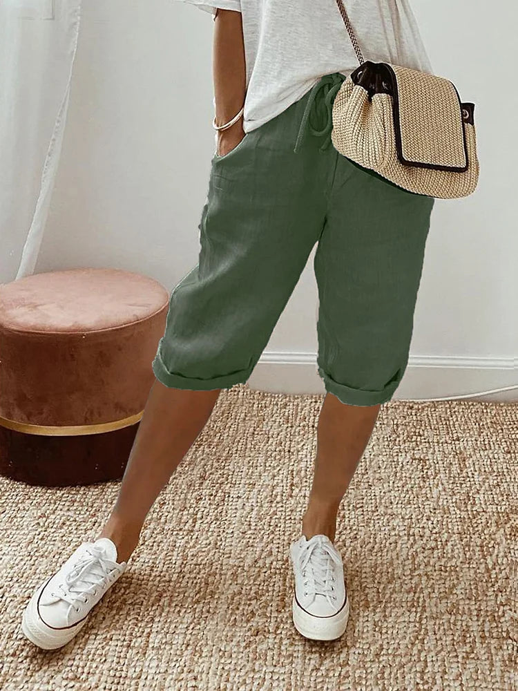 FRANCES | BREATHABLE COTTON-LINEN COMFORT SHORTS