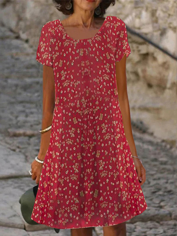 LAUREN | ELEGANT PRINTED TUMMY-COVERAGE MIDI DRESS