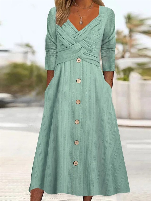 NATALIE | ELEGANT CROSSOVER TUMMY-COVERAGE MIDI DRESS