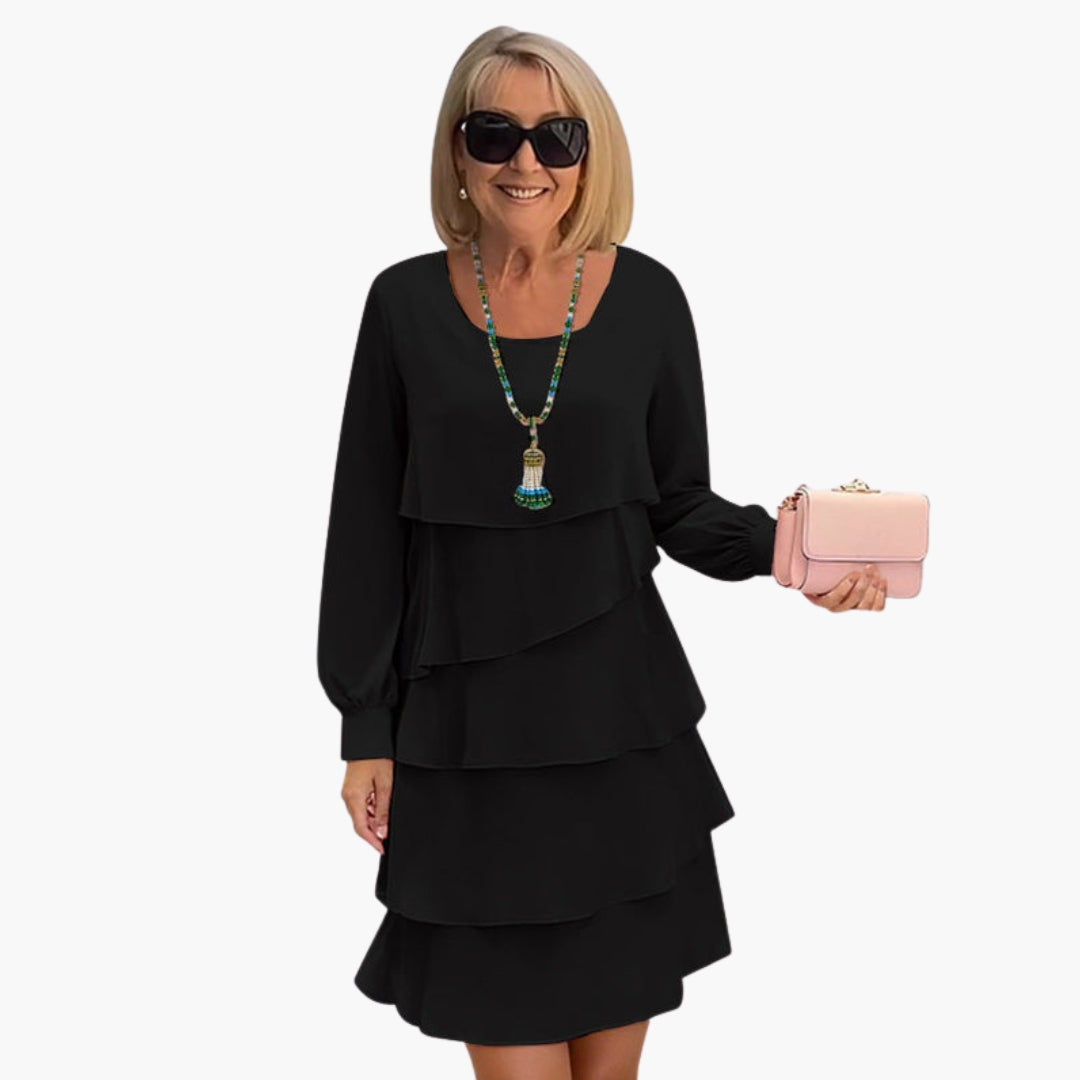 ELLIE | ELEGANT LAYERED LONG-SLEEVE DRESS WITH TUMMY-COVERAGE