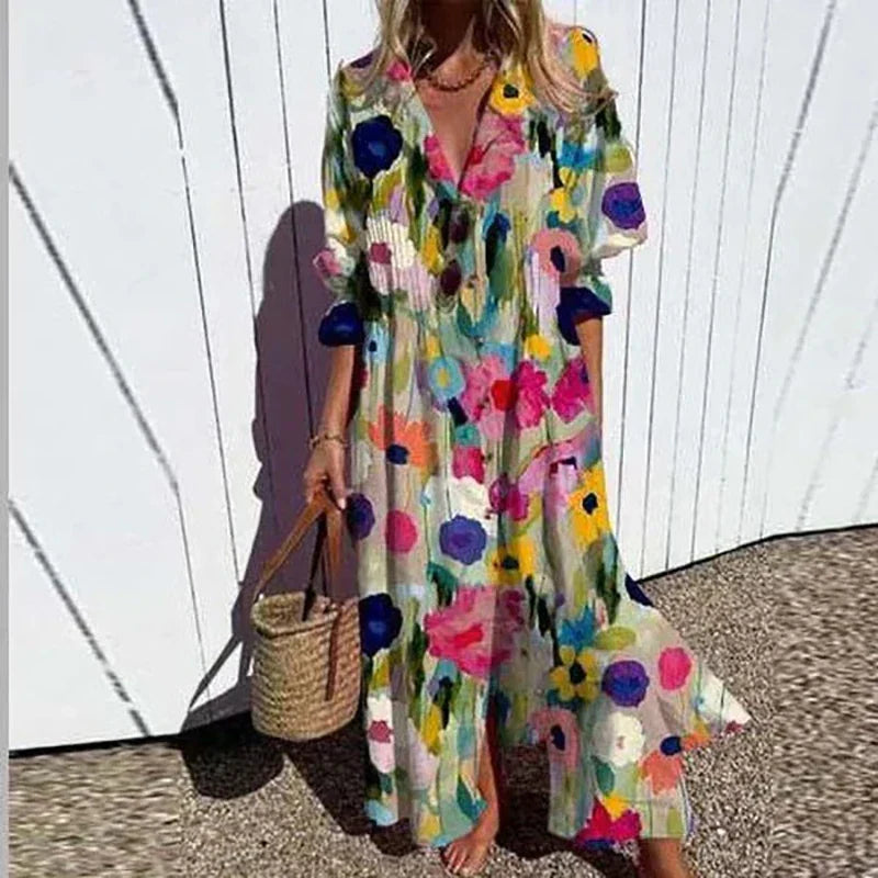 EVIE | ELEGANT FLORAL TUMMY-COVERAGE MAXI DRESS