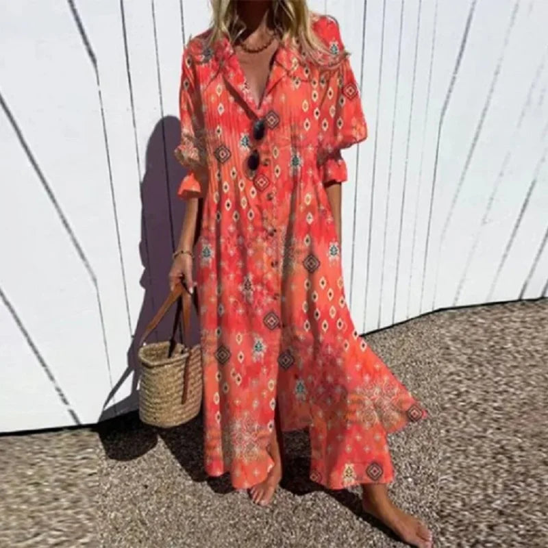 EVIE | ELEGANT FLORAL TUMMY-COVERAGE MAXI DRESS
