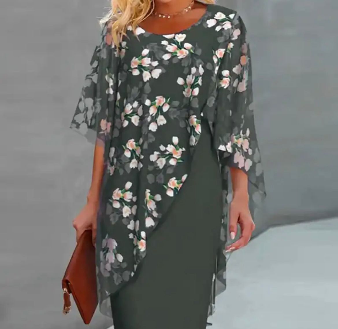 GRACE | ELEGANT FLORAL TUMMY-COVERAGE DRESS