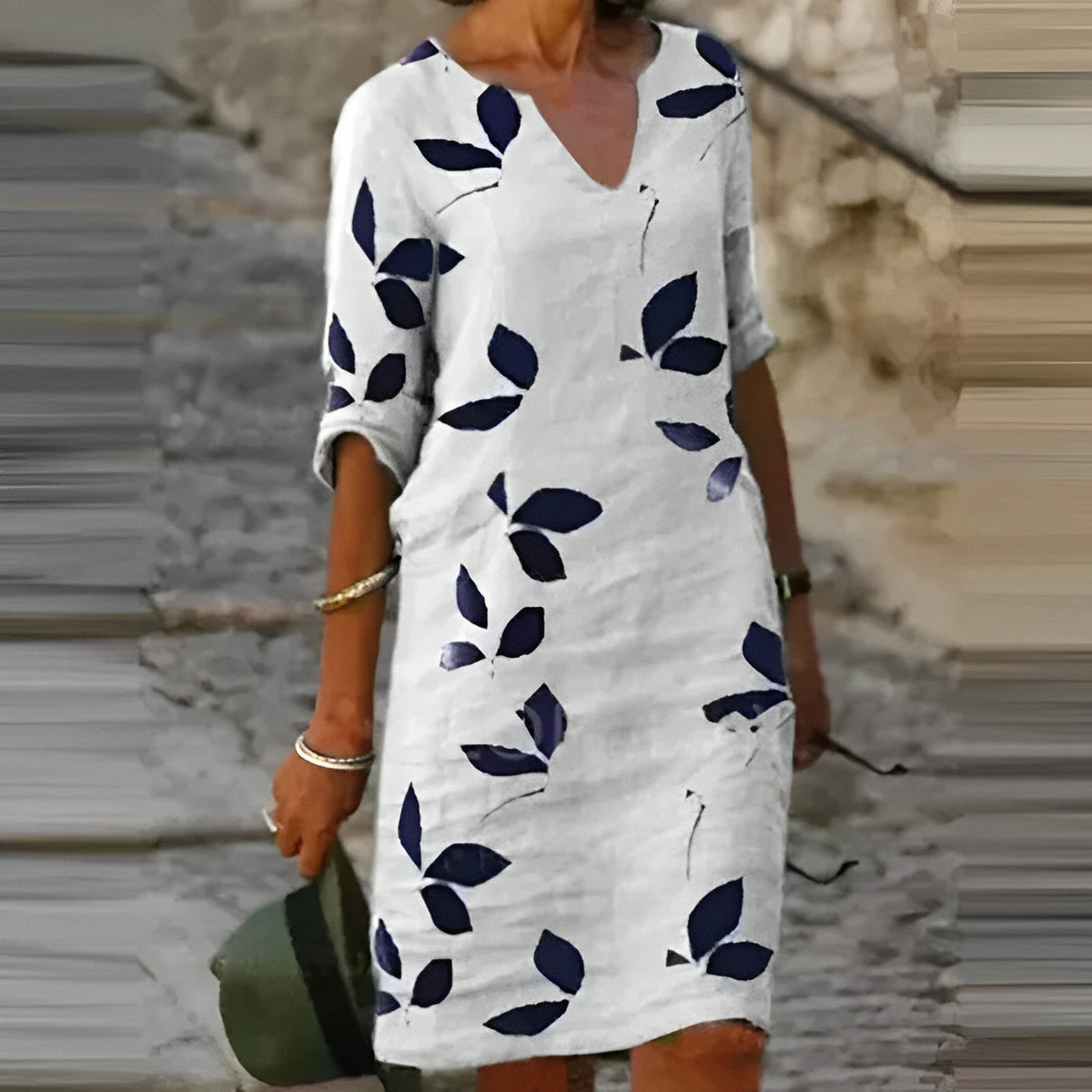 MACY | ELEGANT LEAF PRINT TUMMY-COVERAGE DRESS