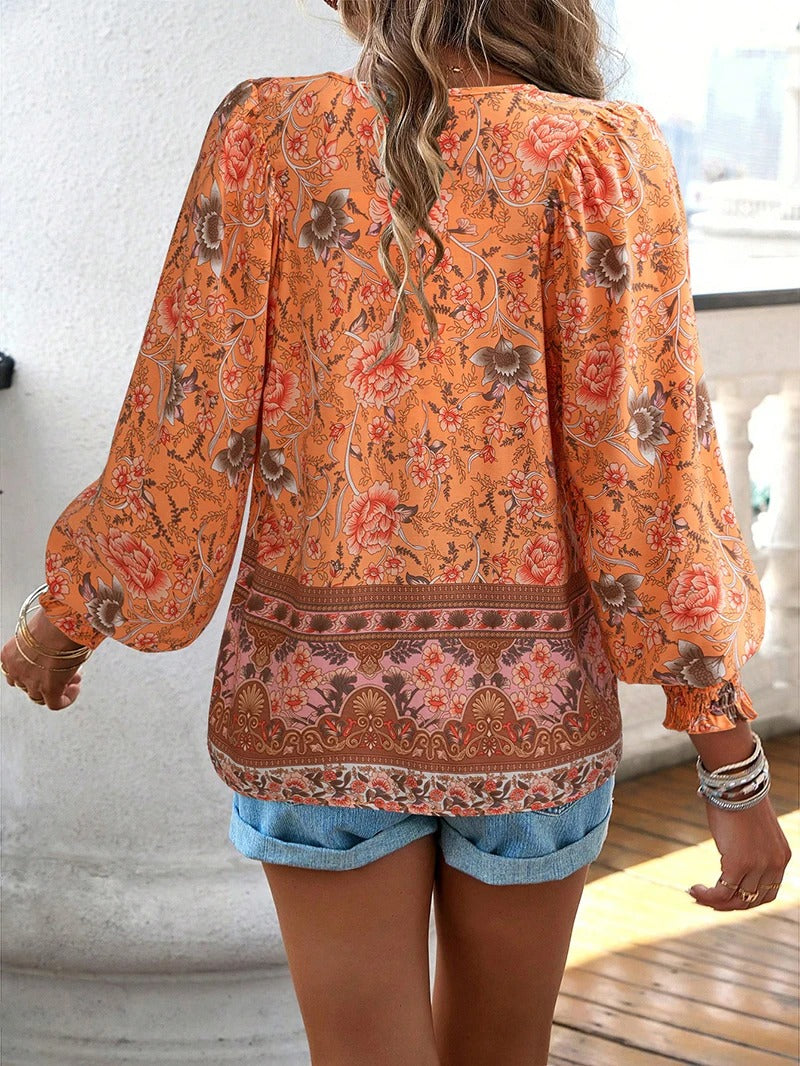 AGNES | FLORAL BUTTON-DOWN BLOUSE WITH LOOSE FIT
