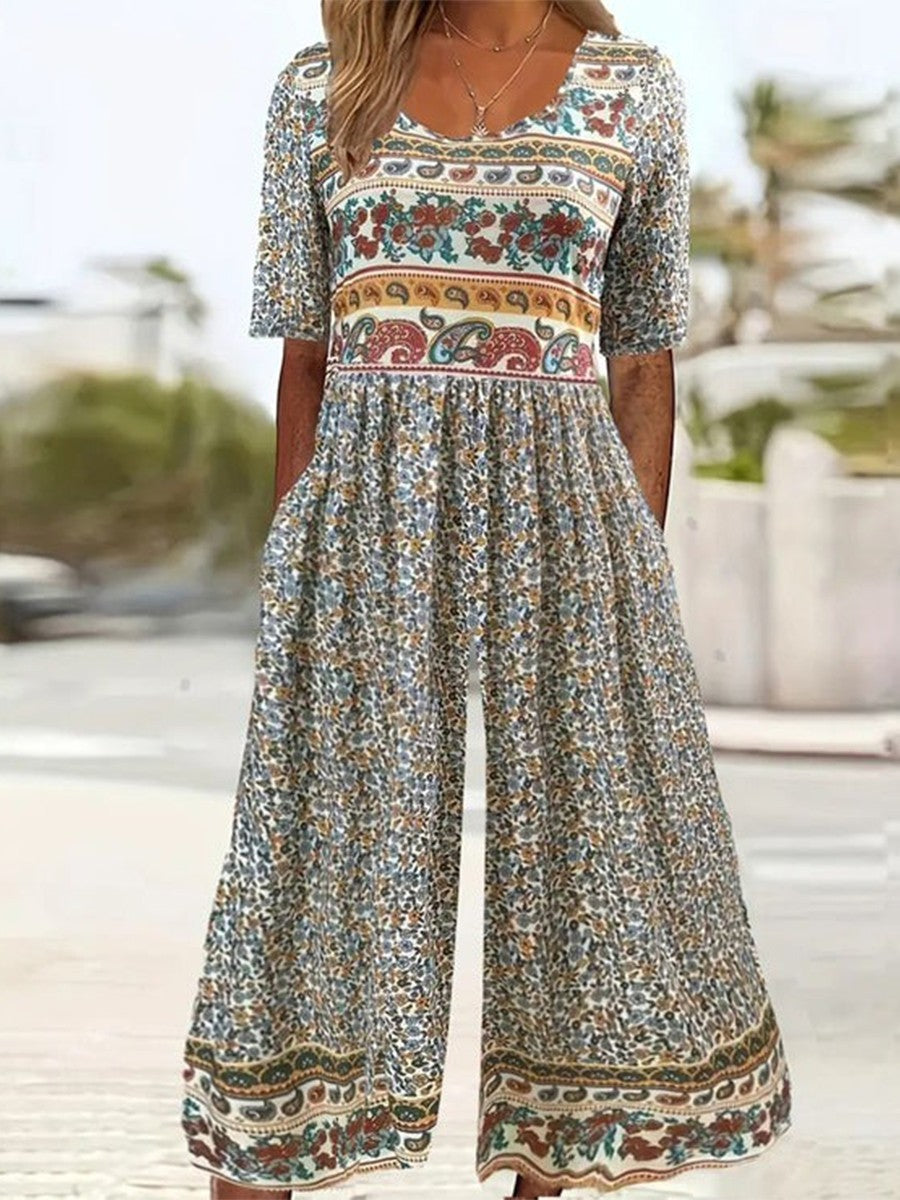 DORIS | ELEGANT FLORAL TUMMY-COVERAGE JUMPSUIT