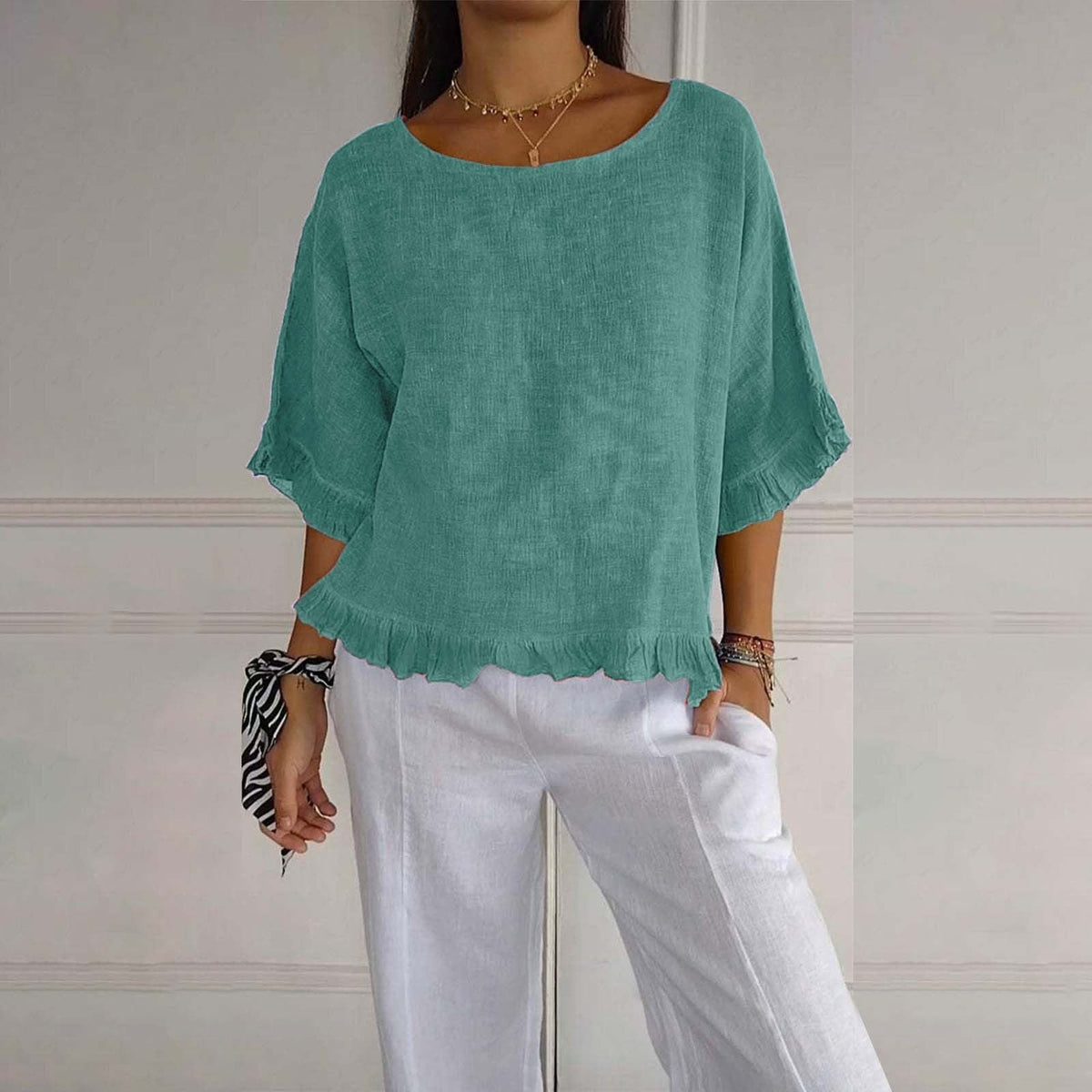 DIANE | ELEGANT TAILORED ROUND NECK BLOUSE