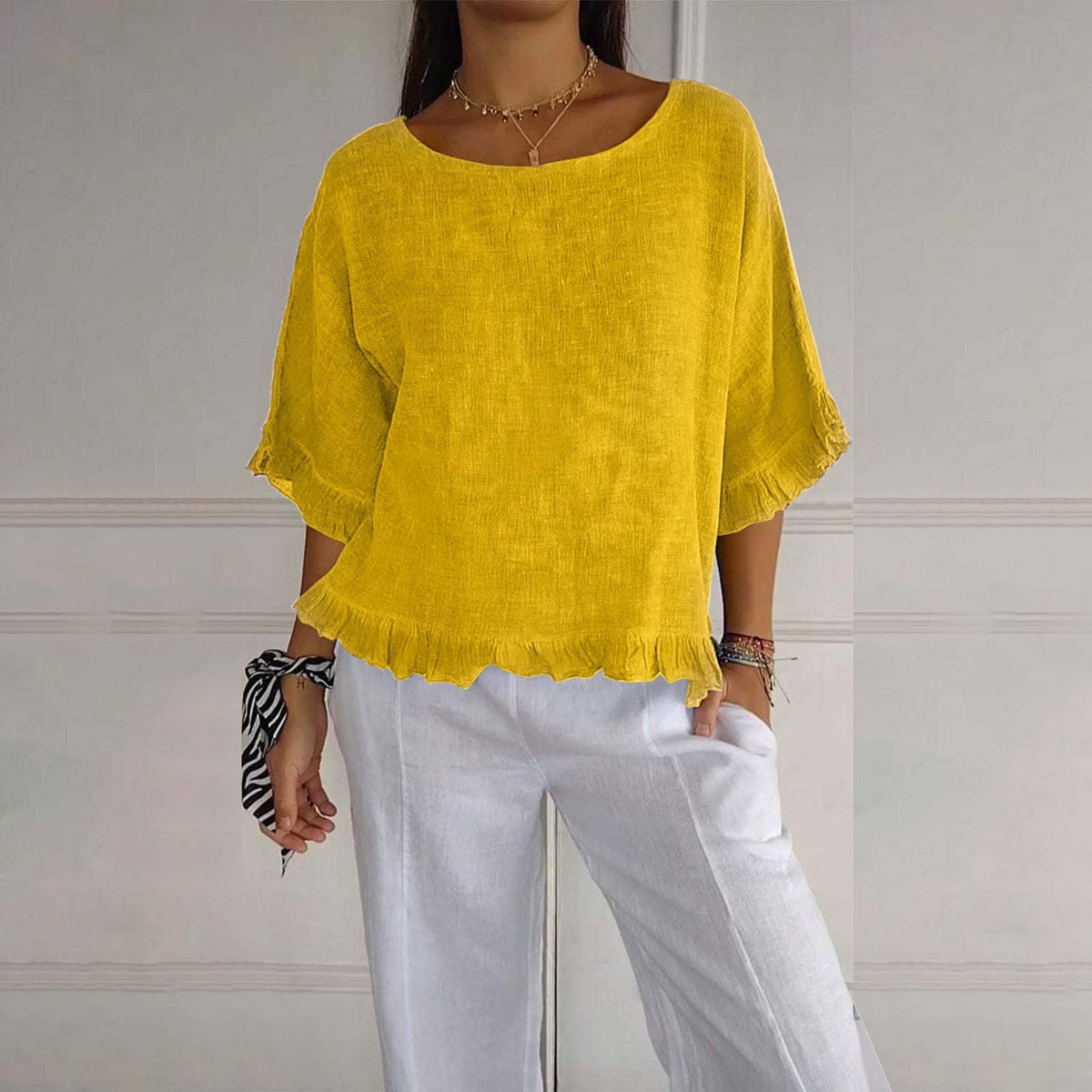 DIANE | ELEGANT TAILORED ROUND NECK BLOUSE