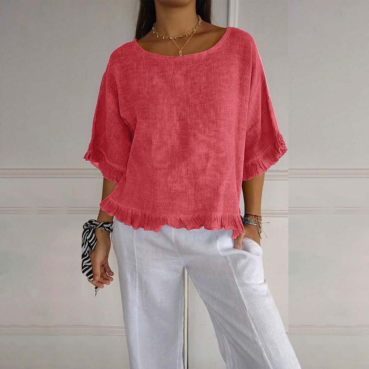 DIANE | ELEGANT TAILORED ROUND NECK BLOUSE