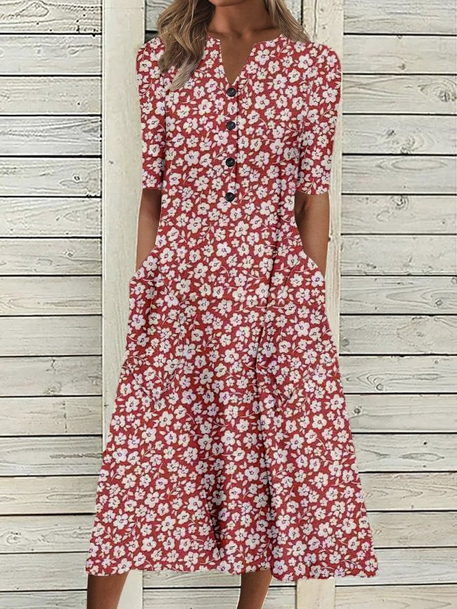 LILY | ELEGANT FLORAL TUMMY-COVERAGE DRESS