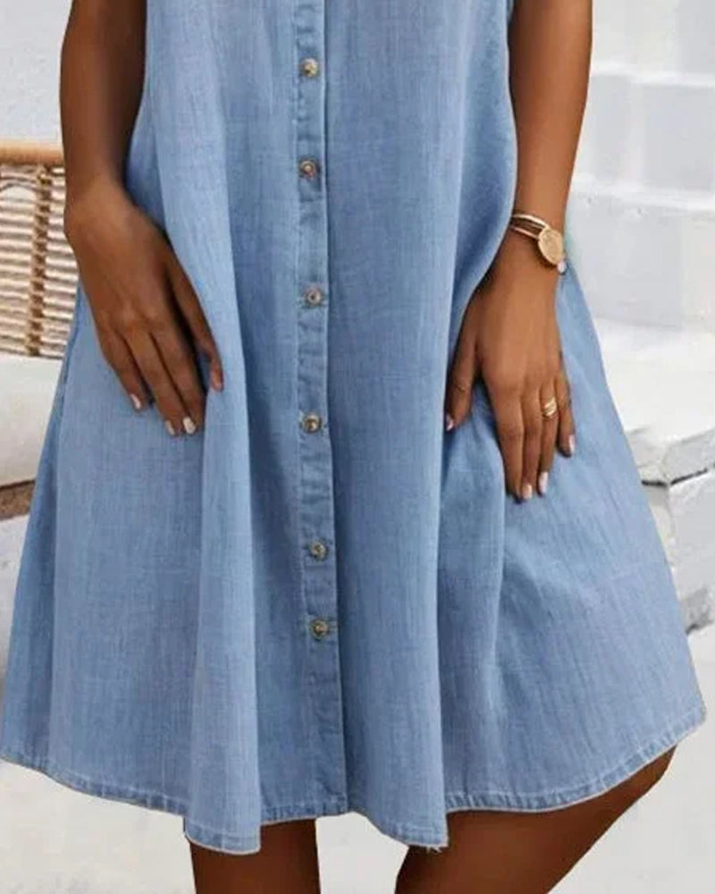 BELLA | COLLARED BUTTON-FRONT TUMMY-COVERAGE DRESS