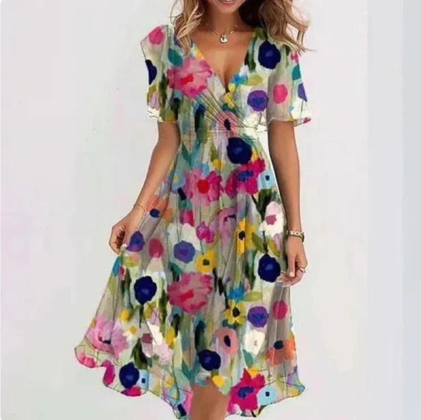 LIZA | ELEGANT V-NECK DRESS WITH FLATTERING SILHOUETTE