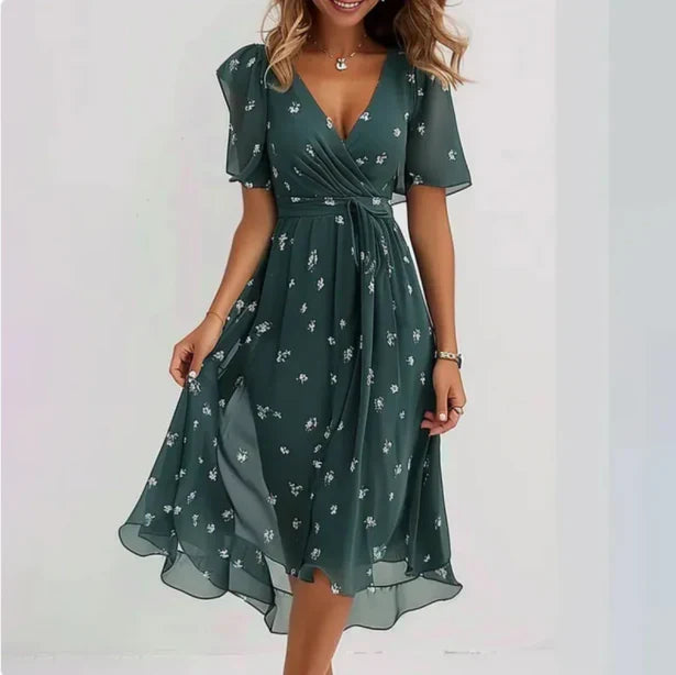 LIZA | ELEGANT V-NECK DRESS WITH FLATTERING SILHOUETTE