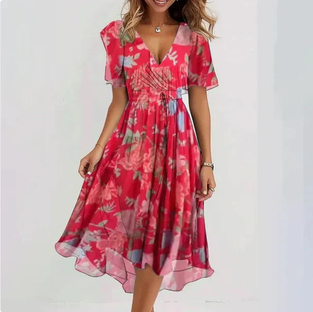 LIZA | ELEGANT V-NECK DRESS WITH FLATTERING SILHOUETTE