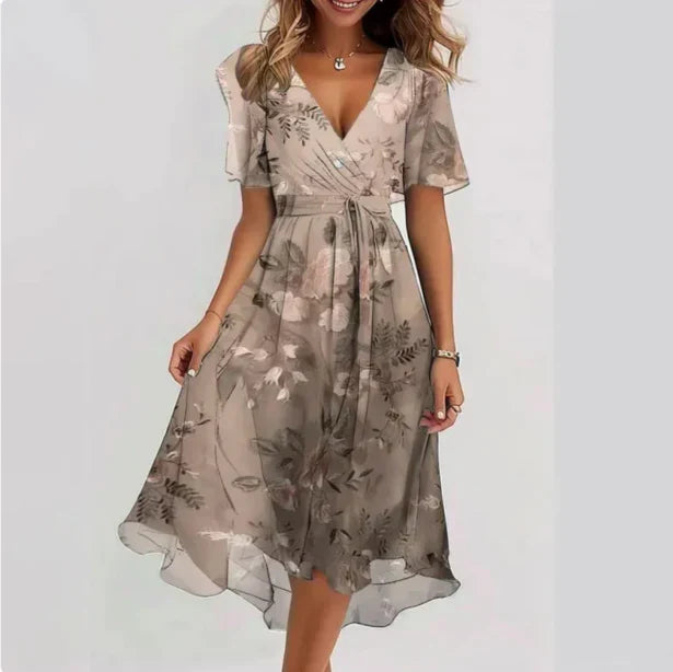 LIZA | ELEGANT V-NECK DRESS WITH FLATTERING SILHOUETTE
