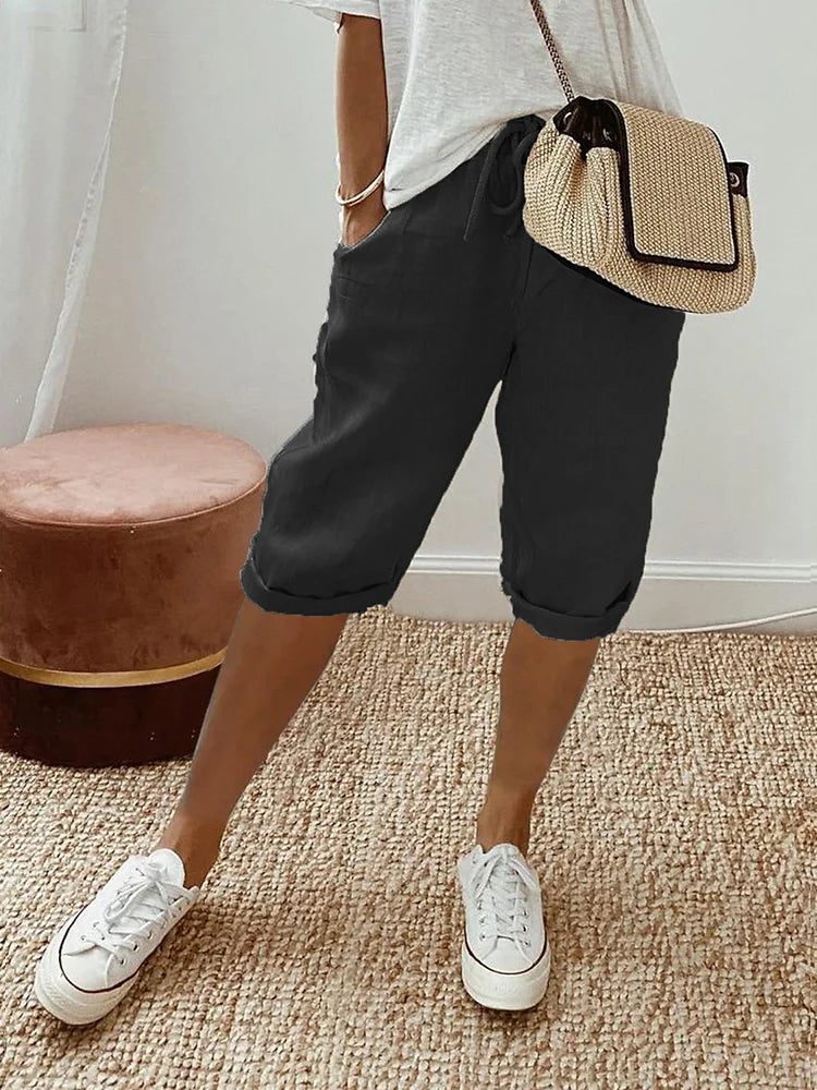 FRANCES | BREATHABLE COTTON-LINEN COMFORT SHORTS