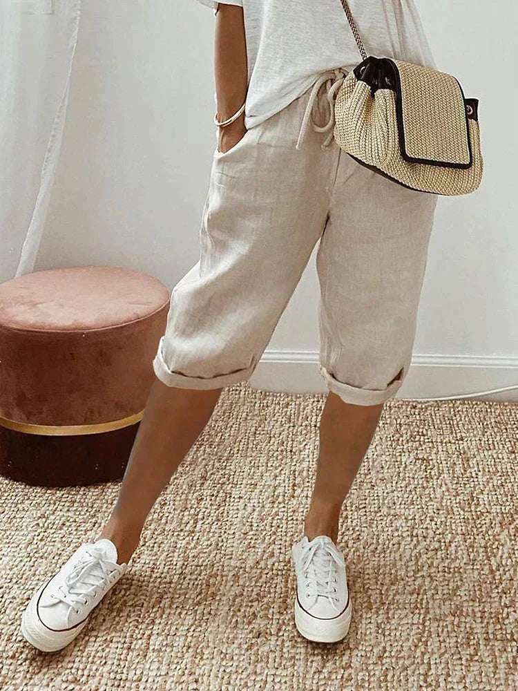 FRANCES | BREATHABLE COTTON-LINEN COMFORT SHORTS