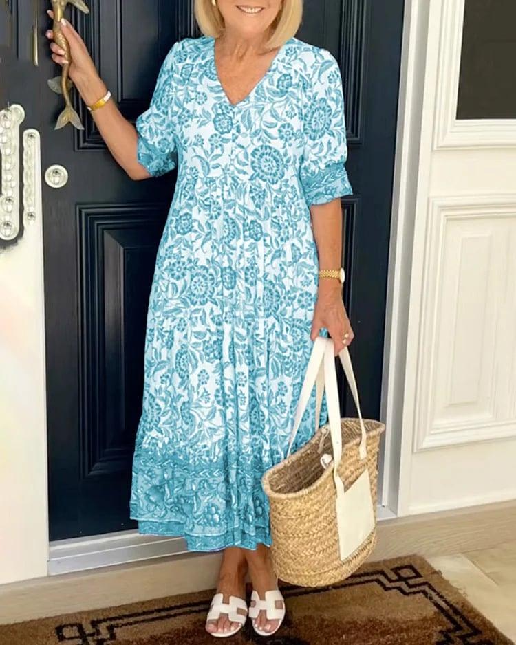 HELENA | ELEGANT FLORAL TUMMY-COVERAGE MAXI DRESS