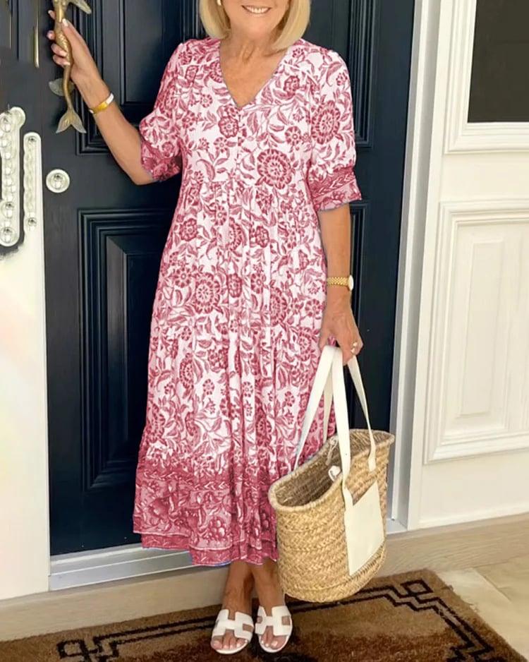 HELENA | ELEGANT FLORAL TUMMY-COVERAGE MAXI DRESS
