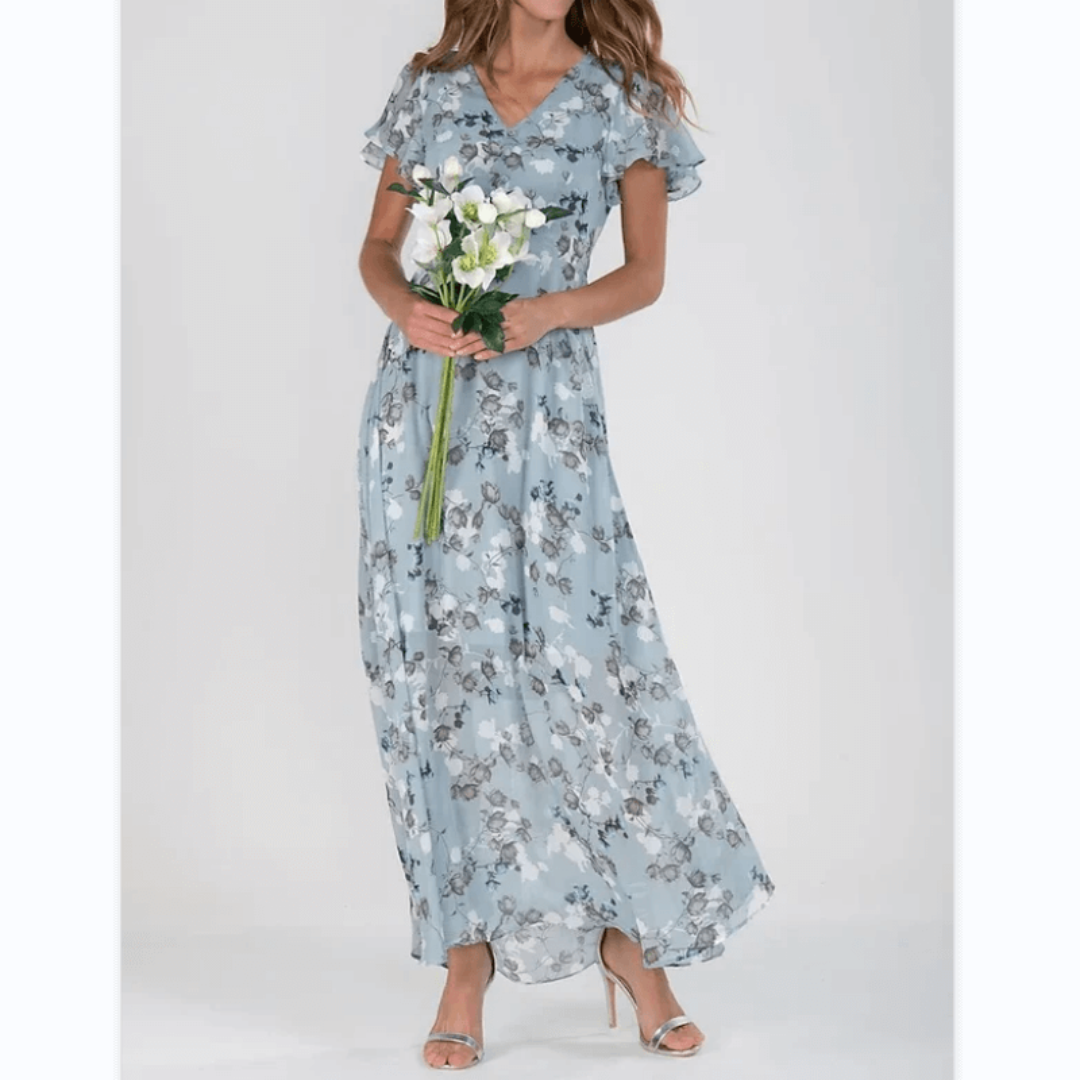 ERICA | ELEGANT FLORAL TUMMY-COVERAGE MAXI DRESS