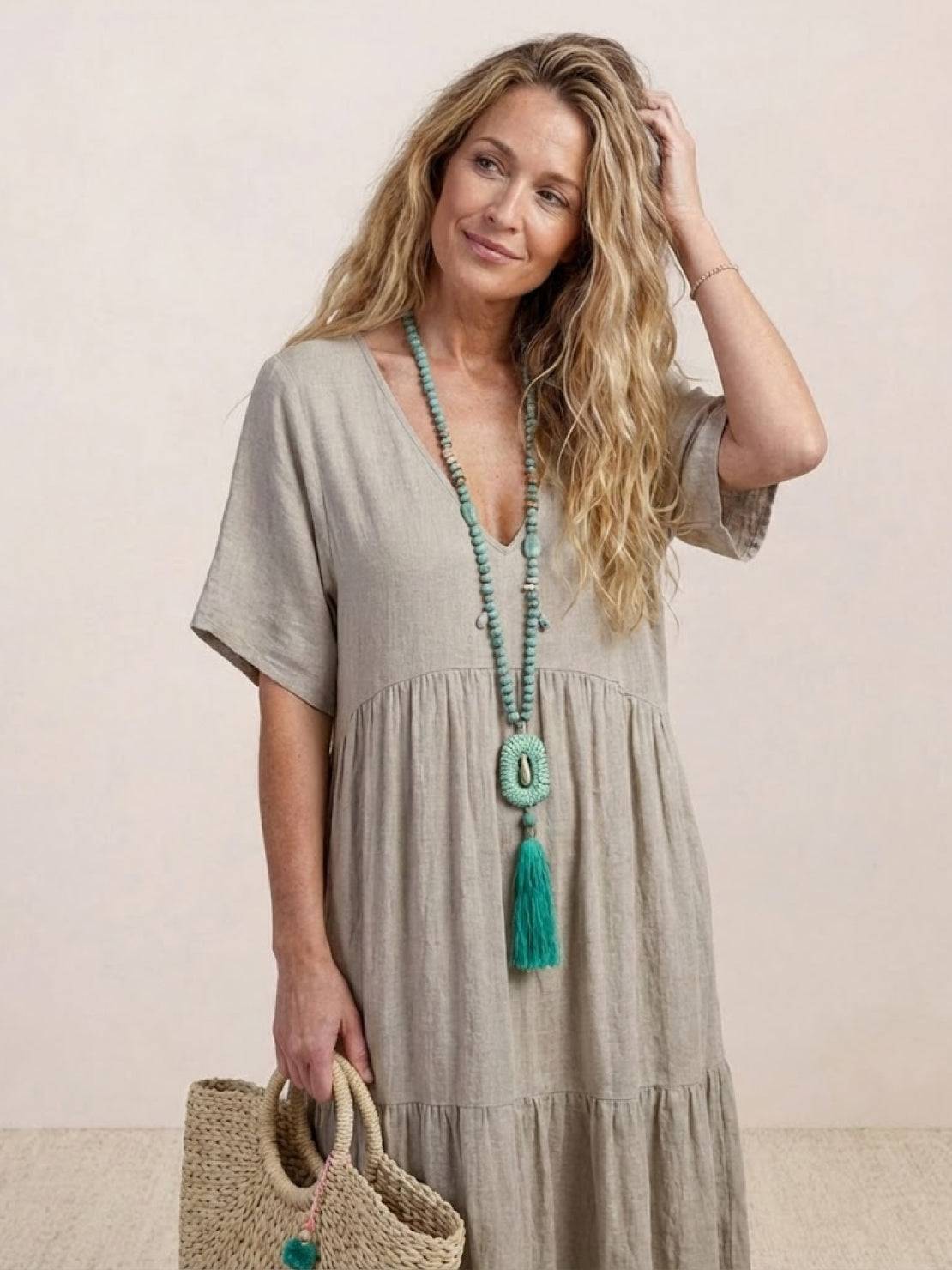 AMBER | ELEGANT TIERED TUMMY-COVERAGE MAXI DRESS