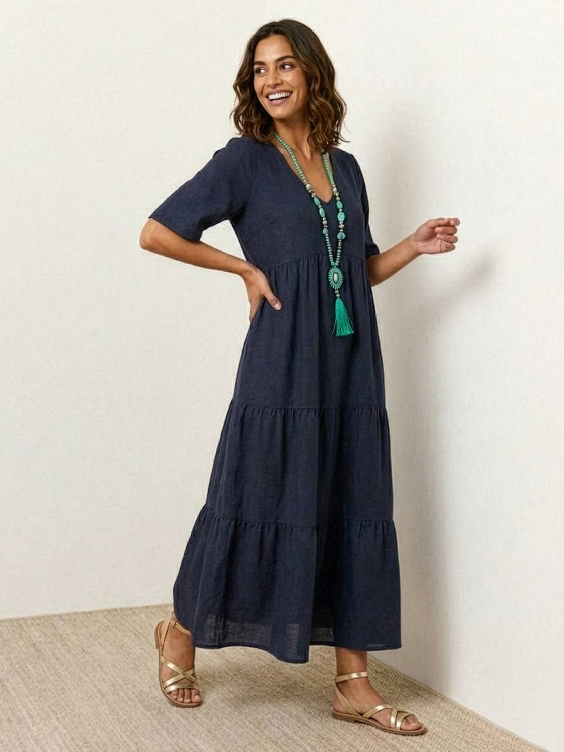 AMBER | ELEGANT TIERED TUMMY-COVERAGE MAXI DRESS